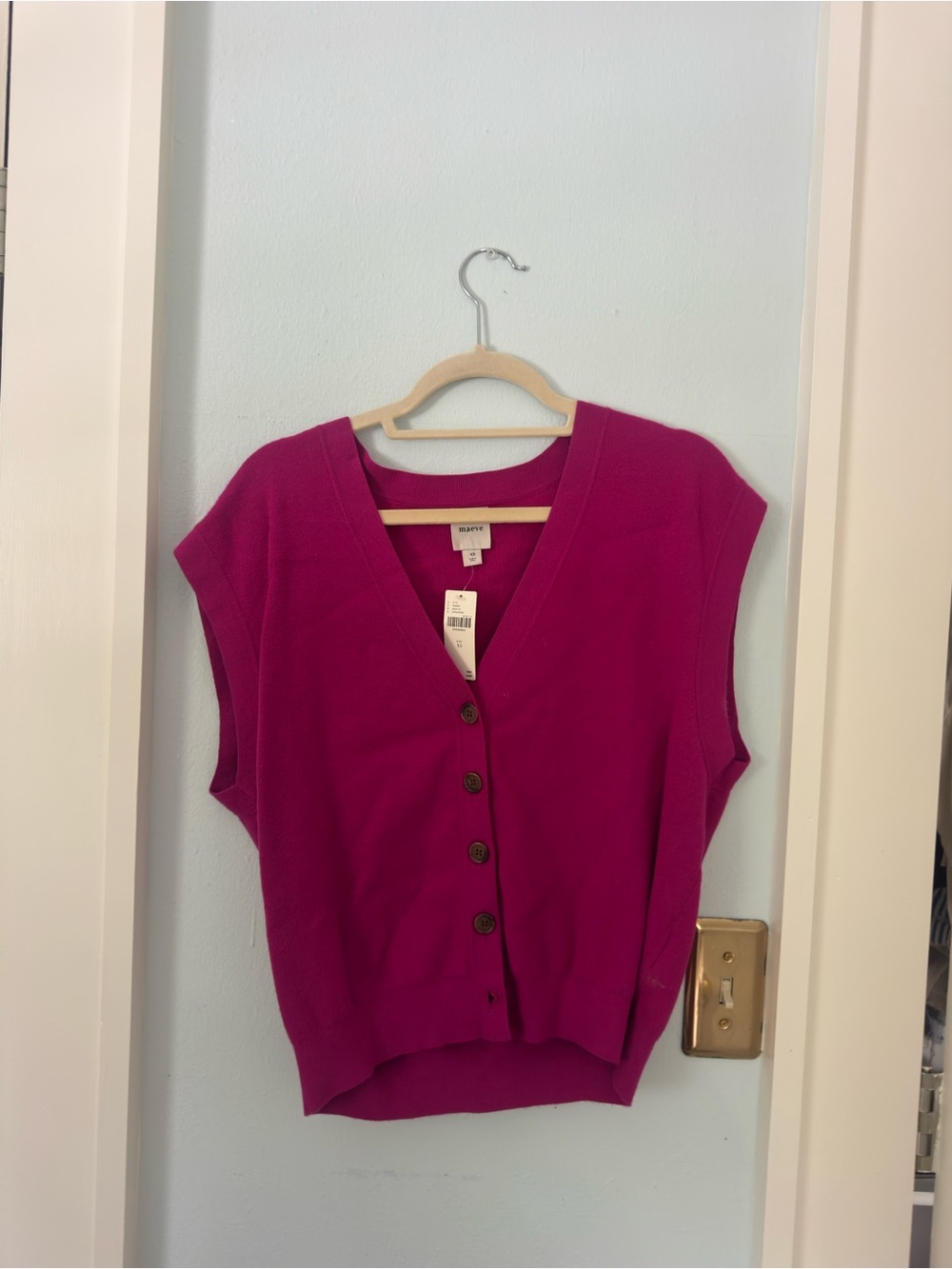 J. Crew Fuchsia Button-Front Knit Vest